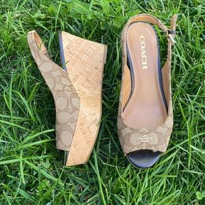 Coach Open Toe Sling Back Jacquard Monogram